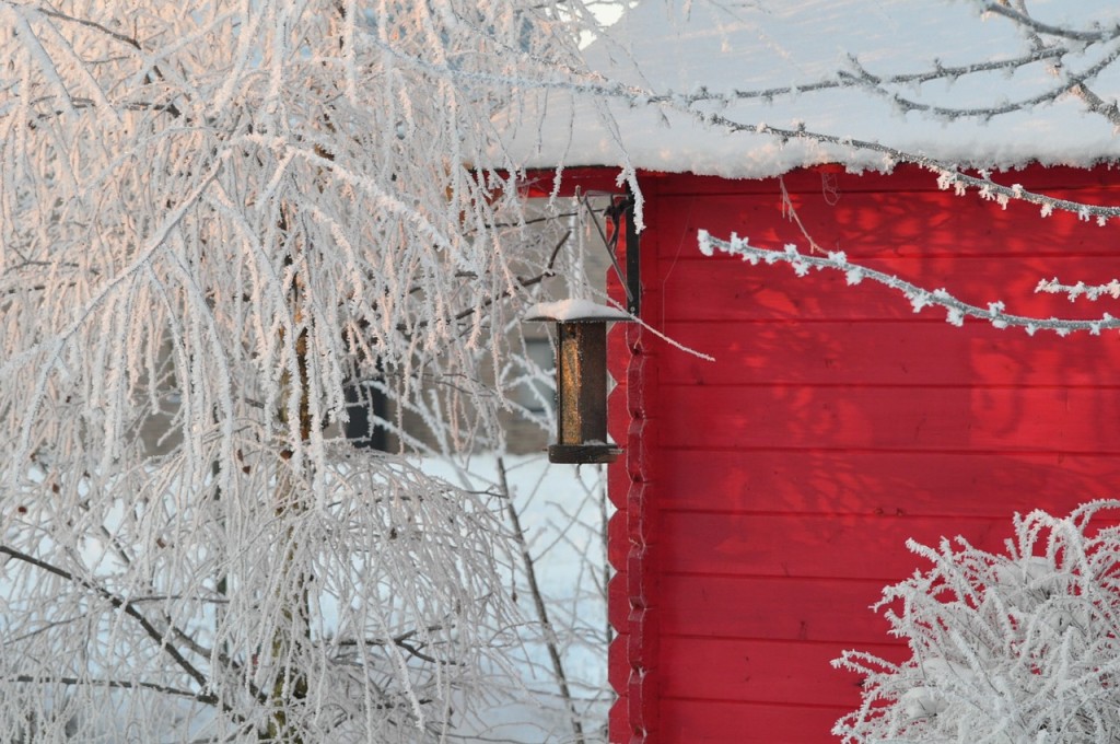 Gartenhaus im Winter