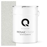 Q-COVER Buntsteinputz 25 Kg Weiß M01 Mosaikputz Sockelputz Dekorative Putz Innen & Außen Fassadenputz Fertigputz Edelputz Oberputz Kratzfest Wetterfest