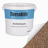 Terralith Buntsteinputz 14kg in gelb-braun, Sockelputz für Innen und Außen mit Reinacrylat Bindemittel aus Naturstein, 1-2mm Körnung (BSP59)