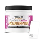 SEEBAUER diy Silikonharz-Fassadenfarbe Weiß 300ML für Außen (No. 000 Weiß) Selbstreinigende Fassadenfarbe mit Lotuseffekt - Geeignet für Putz, Mauerwerk und Beton