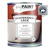 myPaint Badewannenlack 750ml, Weiß gänzend | Hochdeckende, wasserbeständige Badewannenfarbe, Badewannen Reparaturset weiß, Fliesenfarbe, ideal für Badewanne, Duschwanne und Waschbecken