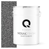 Q-COVER Buntsteinputz 25 Kg Dunkelgraphitgrau M42 Mosaikputz Sockelputz Dekorative Putz Innen & Außen Fassadenputz Fertigputz Edelputz Oberputz Kratzfest Wetterfest