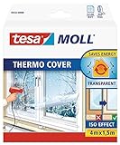 tesamoll Thermo Cover Fenster-Isolierfolie - Transparente Isolierfolie zur Wärmedämmung an Fenstern - Inklusive praktischer Klebelösung - 4 m x 1,5 m