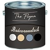 The Flynn Badewannenlack SET hochwertige Badewannenbeschichtung in Weiß, Grau, Schwarz und Beige FARBAUSWAHL 2 Komponenten glänzend (1 L, Schwarz)