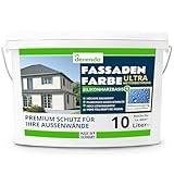 derendo Silikonharz Fassadenfarbe ULTRA Wetterschutz Altweiss 10 l aussen Fassade Silikonharzfarbe mit Abperleffekt Lotus Blatt Fassadenschutz Schmutzabweisende Silikonharzbeschichtung