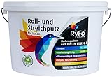 RyFo Colors Roll- und Streichputz für innen 20kg (Größe wählbar) - Rollputz für den Innen-Bereich, strahlend weiß mit edler feinkörniger Struktur, einfachste Verarbeitung