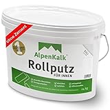 AlpenKalk Rollputz Rau | 1,0mm Körnung | Hohe Deckkraft, Premium Qualität & verarbeitungsfertig | Roll- und Streichputz für Innen | 24 kg für ca. 40 m²