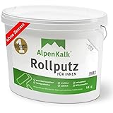 AlpenKalk Rollputz extraFEIN | 0,3mm Körnung | Hohe Deckkraft & schnell verarbeitungsfertig | Roll- und Streichputz für innen | Ideal für Heimwerker | 14 kg für ca. 60 m²